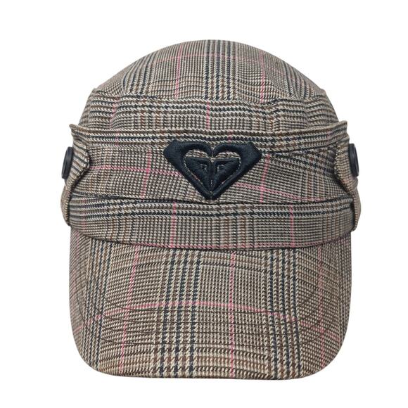 Roxy Slideback Cadet Army Cap Multicolor One Size Adjustable Embroidered Plaid - Picture 1 of 9
